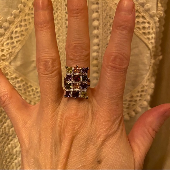 Geometric 925 Silver Statement Ring - Picture 8 of 9